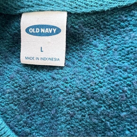 Old Navy “Long Weekend” Embroidered Fleece Sweatshirt Large Teal - Picture 6 of 7
